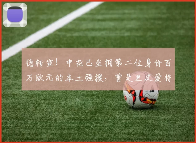 德转宣!申花已坐拥第二位身价百万欧元的本土强援,曾是里皮爱将